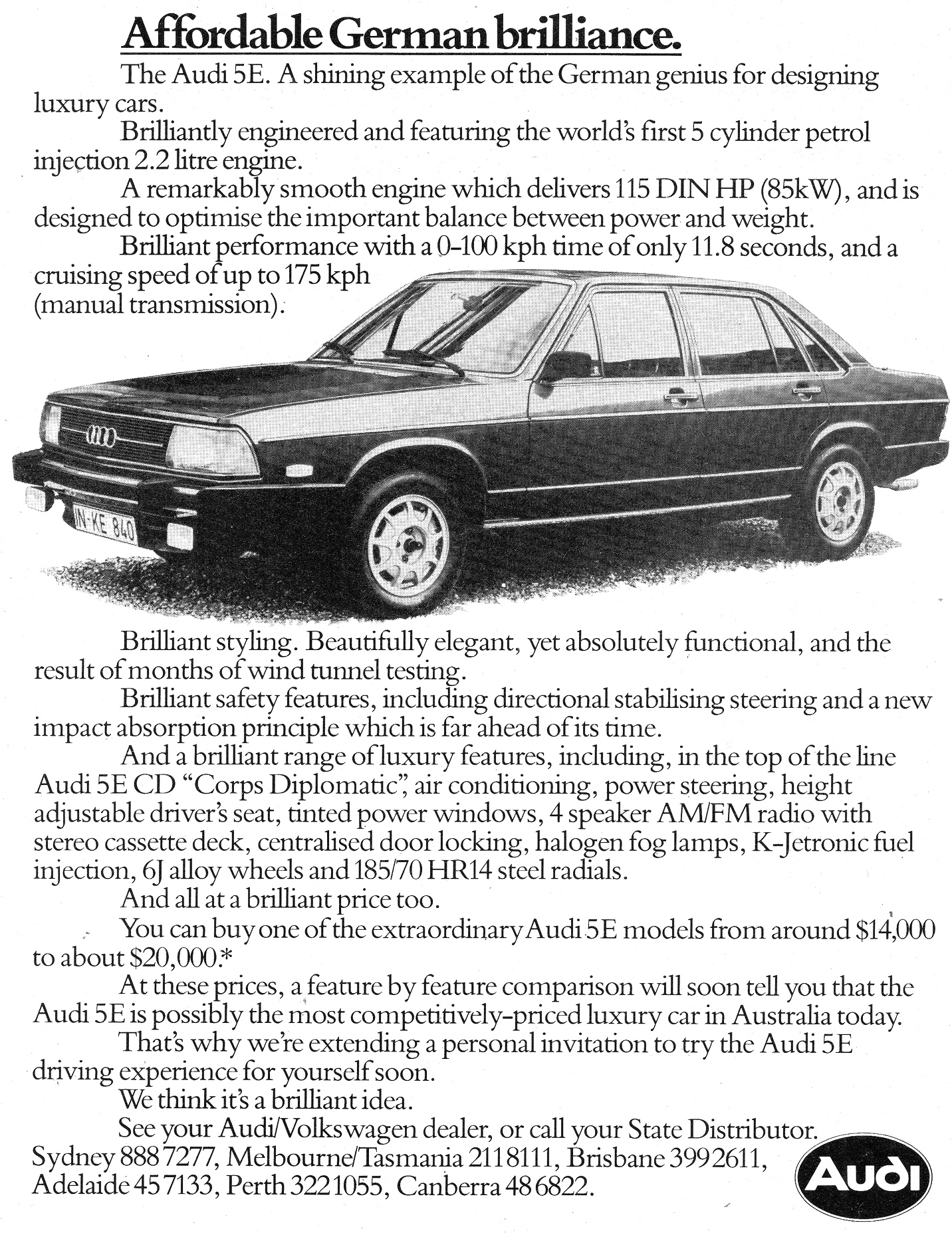 1978 Audi 5E 5 Cylinder & 5E CD Corps Diplomatic
